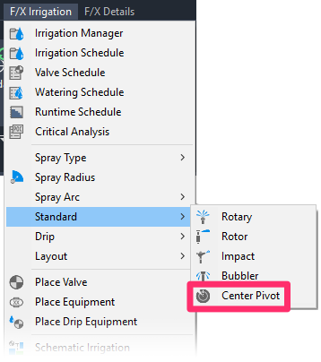 F/X Irrigation menu